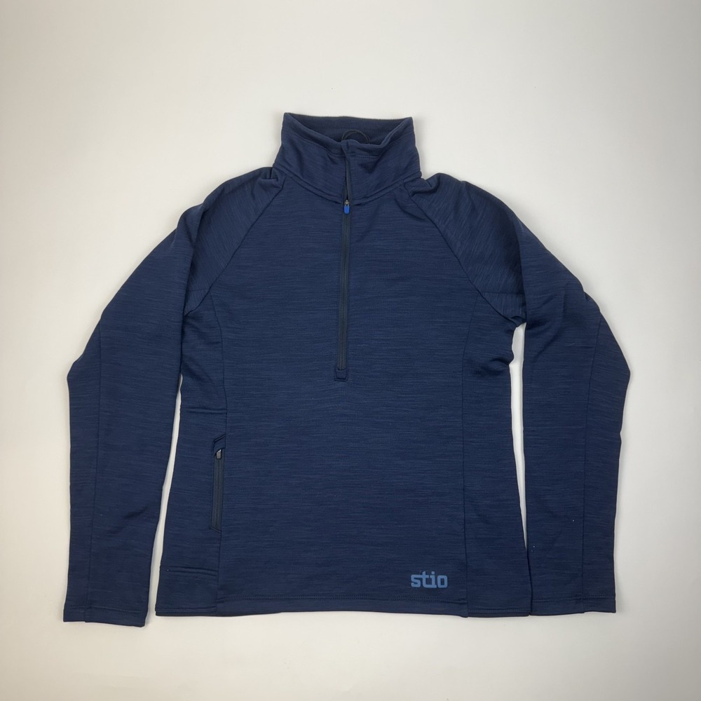New Womens Stio Glide Power Stretch Half Zip Blue Fleece Pullover Size Small NWT